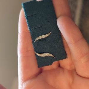 14k white gold ear climbers with diamonds